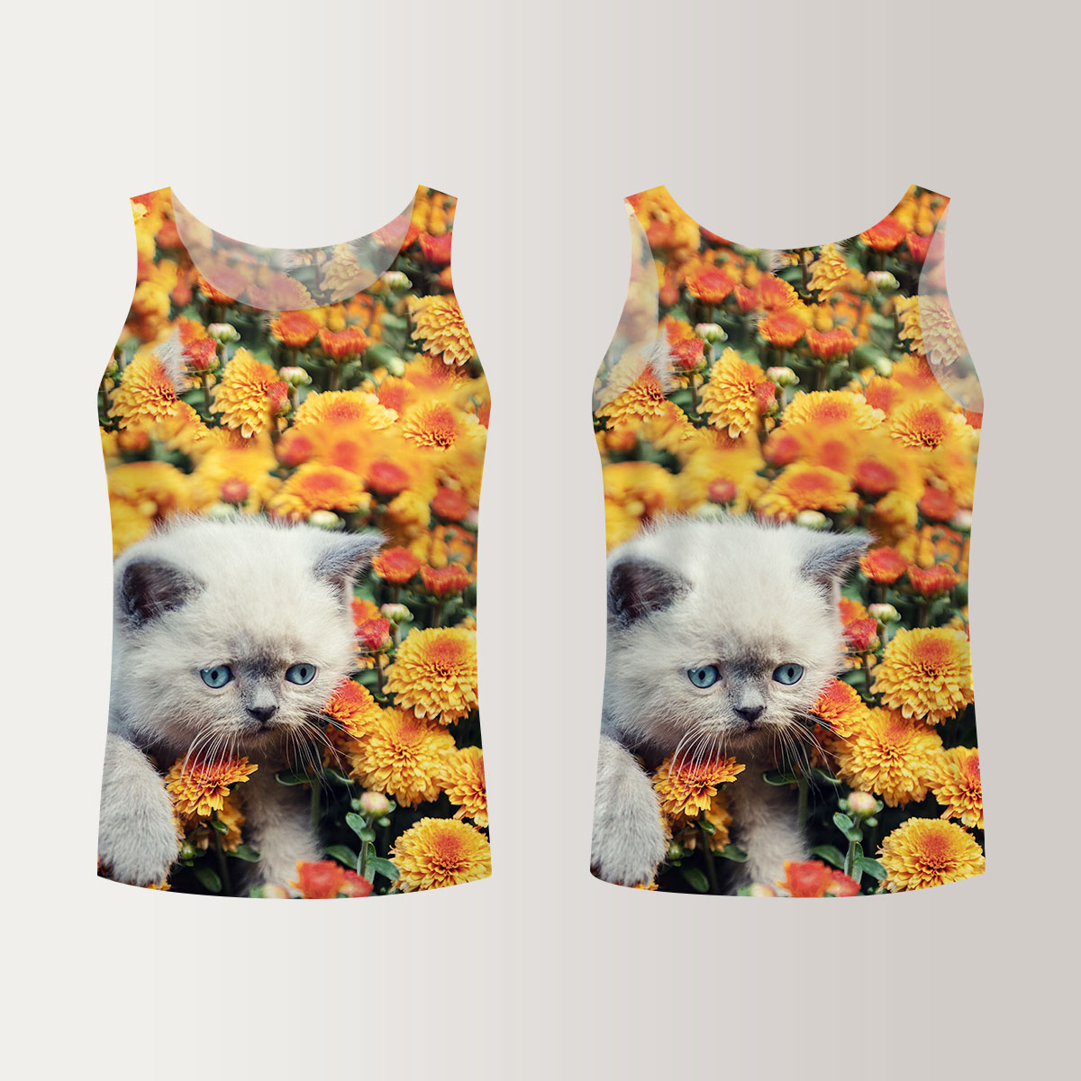 Cat And Flower Unisex Tank Top