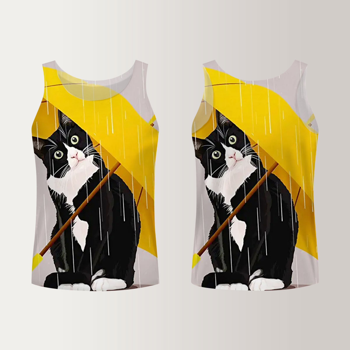 Cat With Umbrella Unisex Tank Top