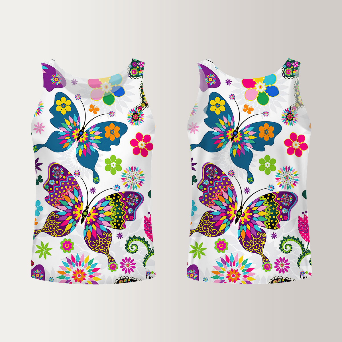 Colorful Butterfly Floral Unisex Tank Top