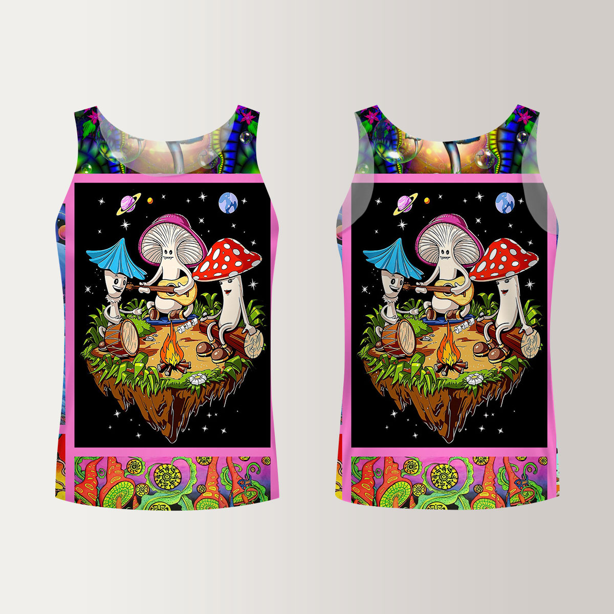 Colorful Hippie Mushroom Unisex Tank Top