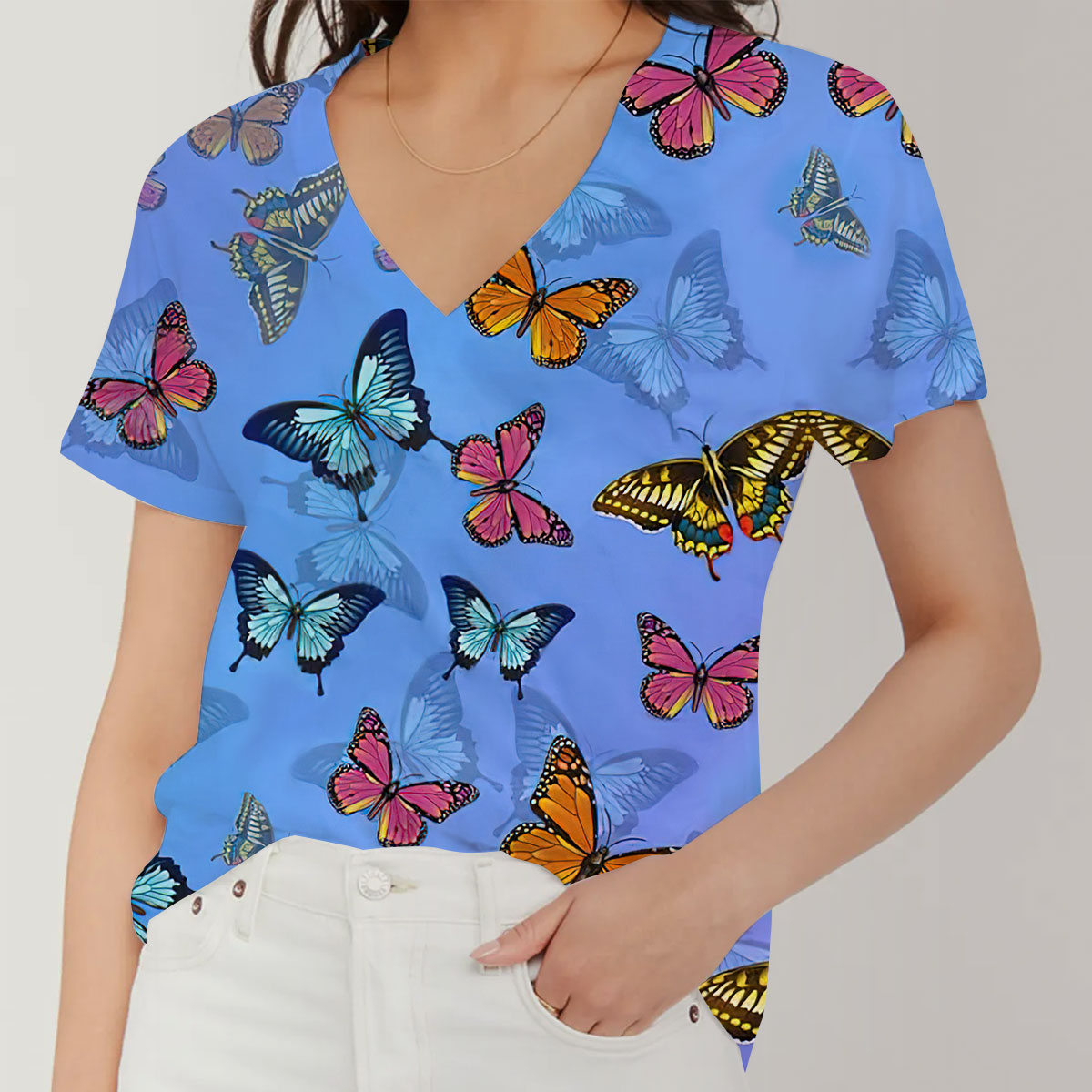 Butterfly V-Neck Women's T-Shirt
