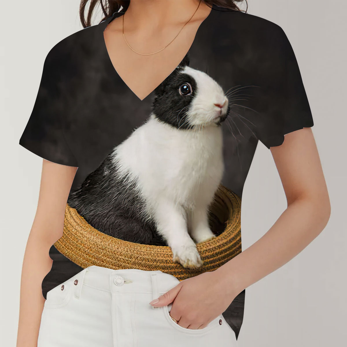 Charming Bunny V-Neck Women's T-Shirt