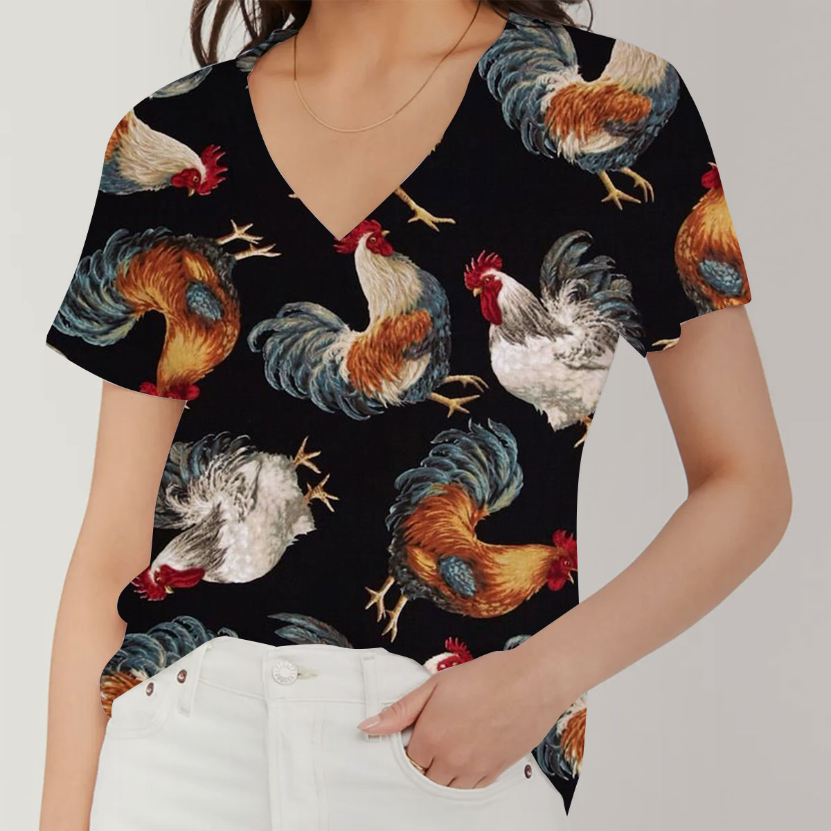 Classic Chicken V-Neck Women's T-Shirt