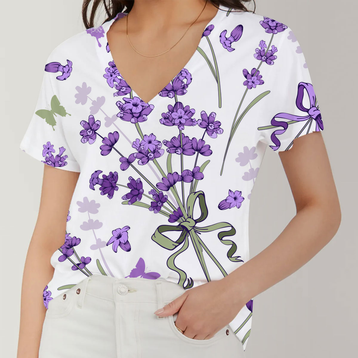 Classic Purple Lavender V-Neck Women's T-Shirt