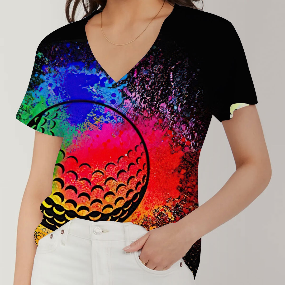 Colorful Golf V-Neck Women's T-Shirt