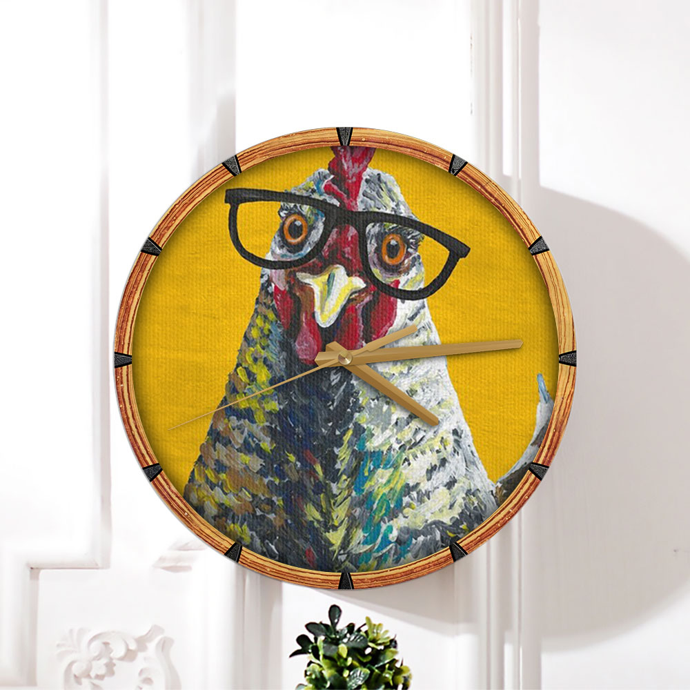 Chicken With Glasses Wall Clock