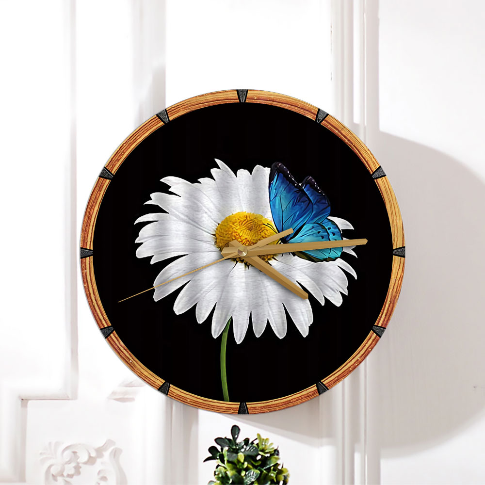 Classic Daisy With Butterfly Wall Clock