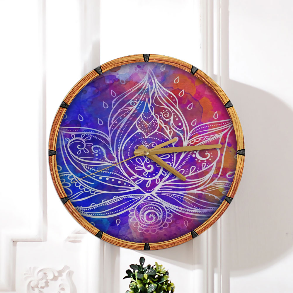 Colorful Boho Lotus Wall Clock