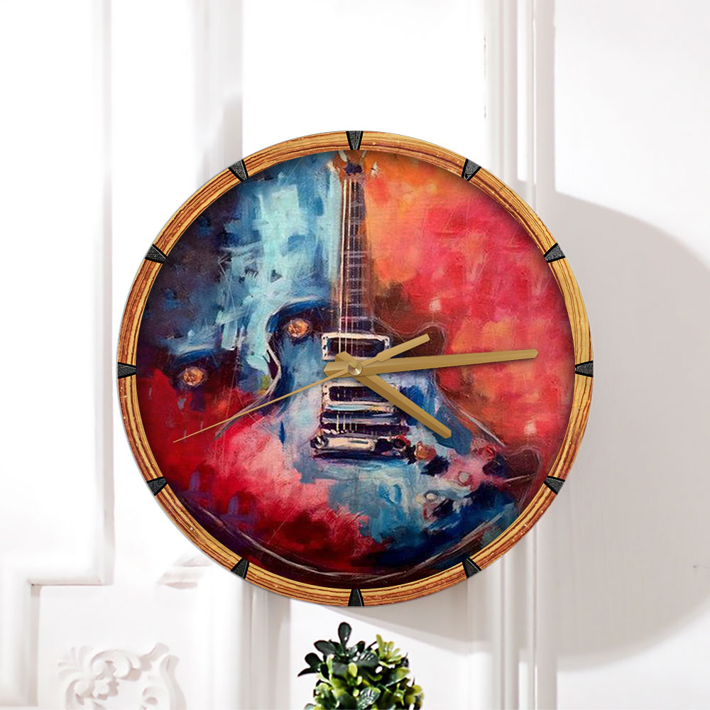Colorful Guitar Wall Clock