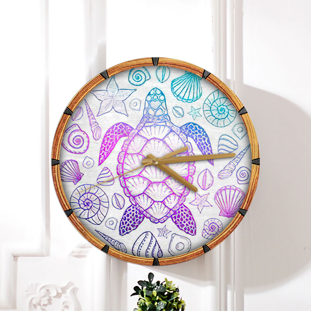 Colorful Marine Turtle Wall Clock