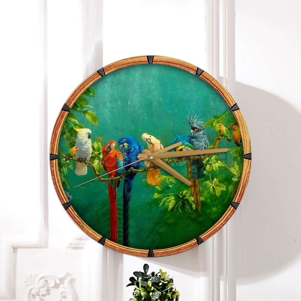Colorful Parrot Bird Wall Clock