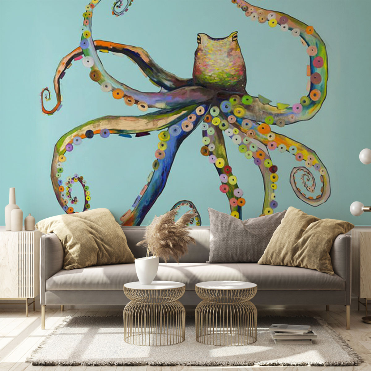 Bright Octopus Wall Mural