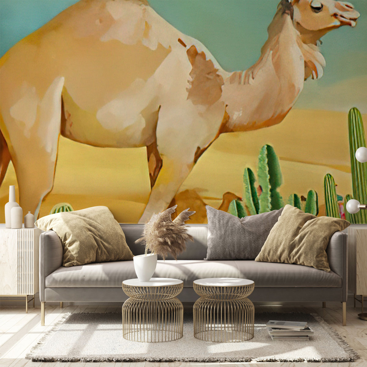 Cactus Camel Desert Wall Mural
