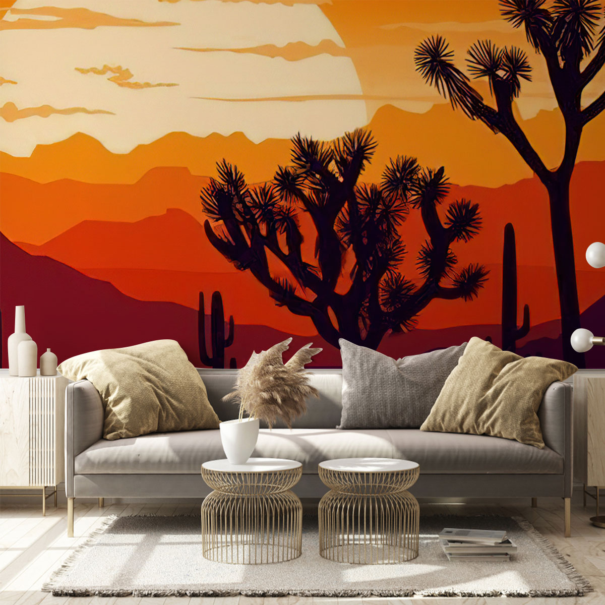 Cactus Sunset Sky Desert Wall Mural
