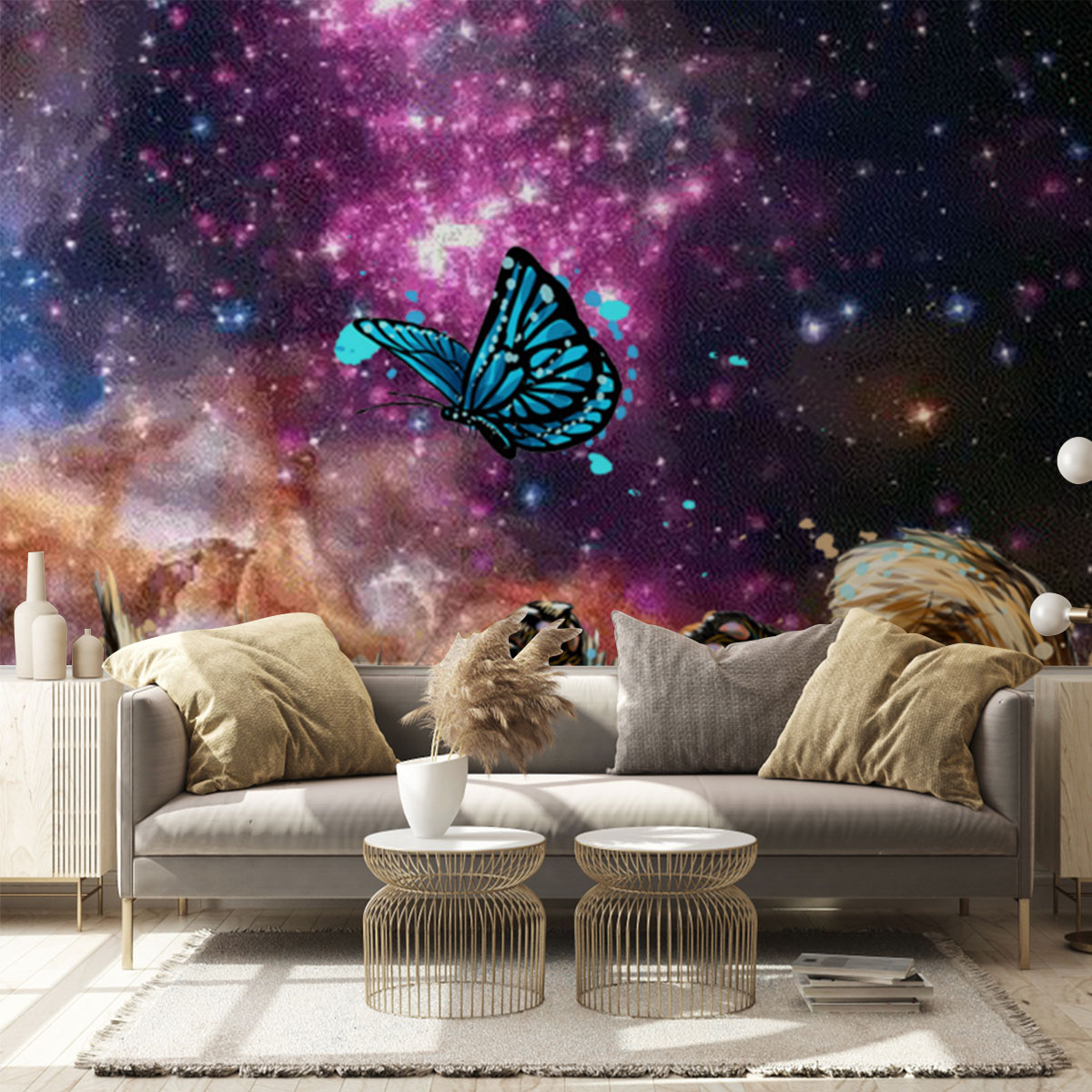 Cat With Butterfly Wall Mural