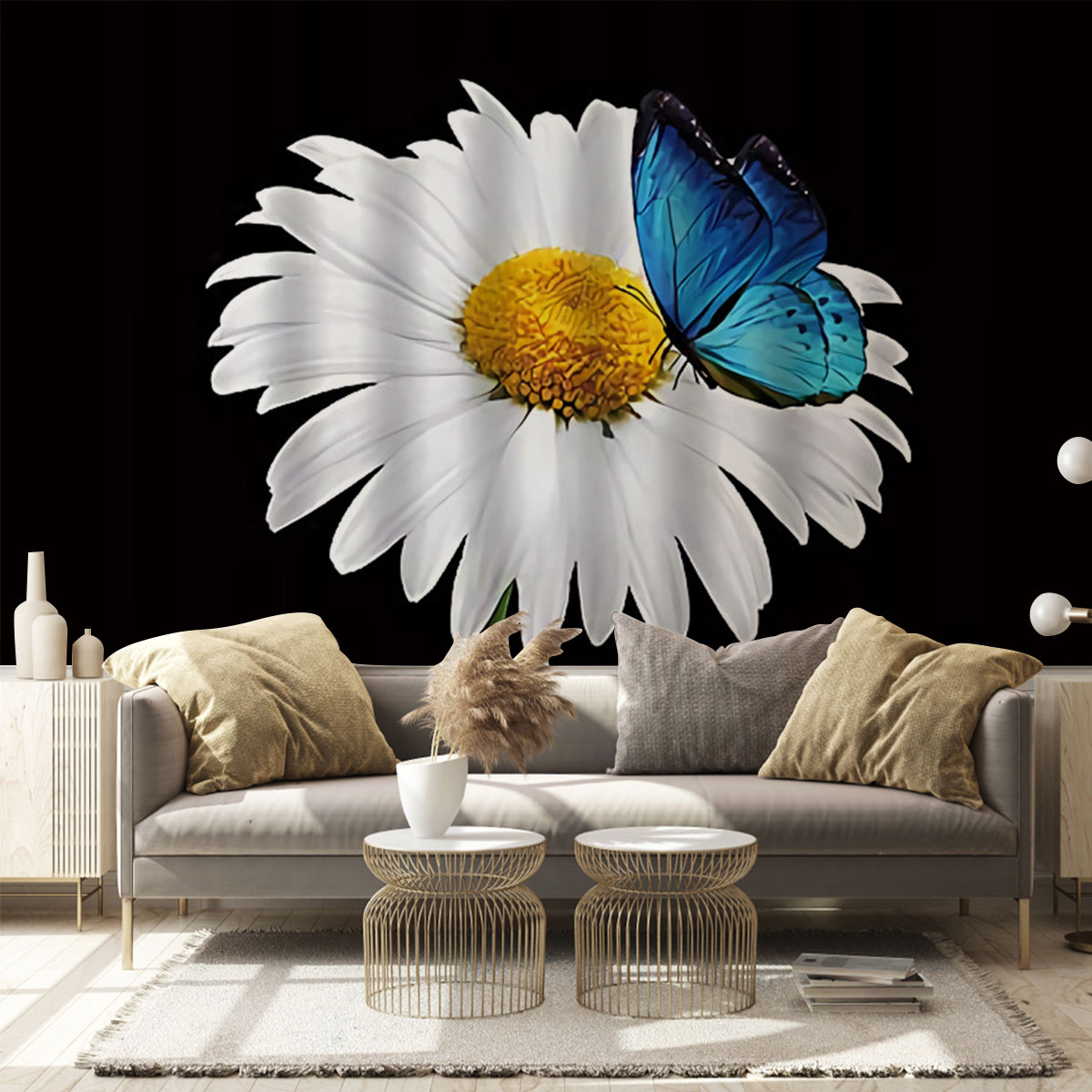Classic Daisy With Butterfly Wall Mural