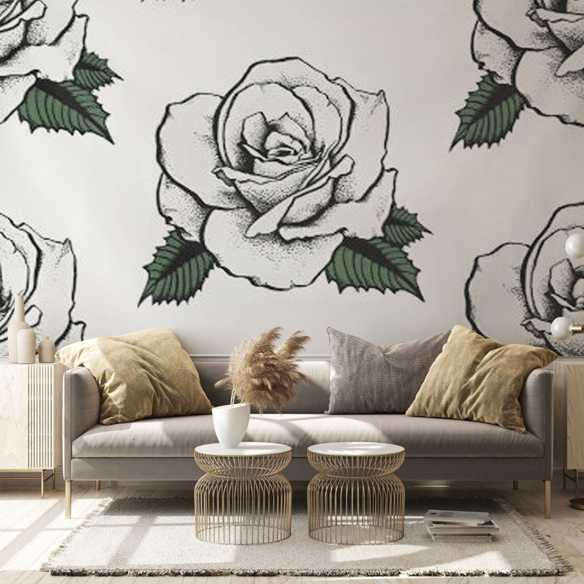 Classic White Rose Wall Mural