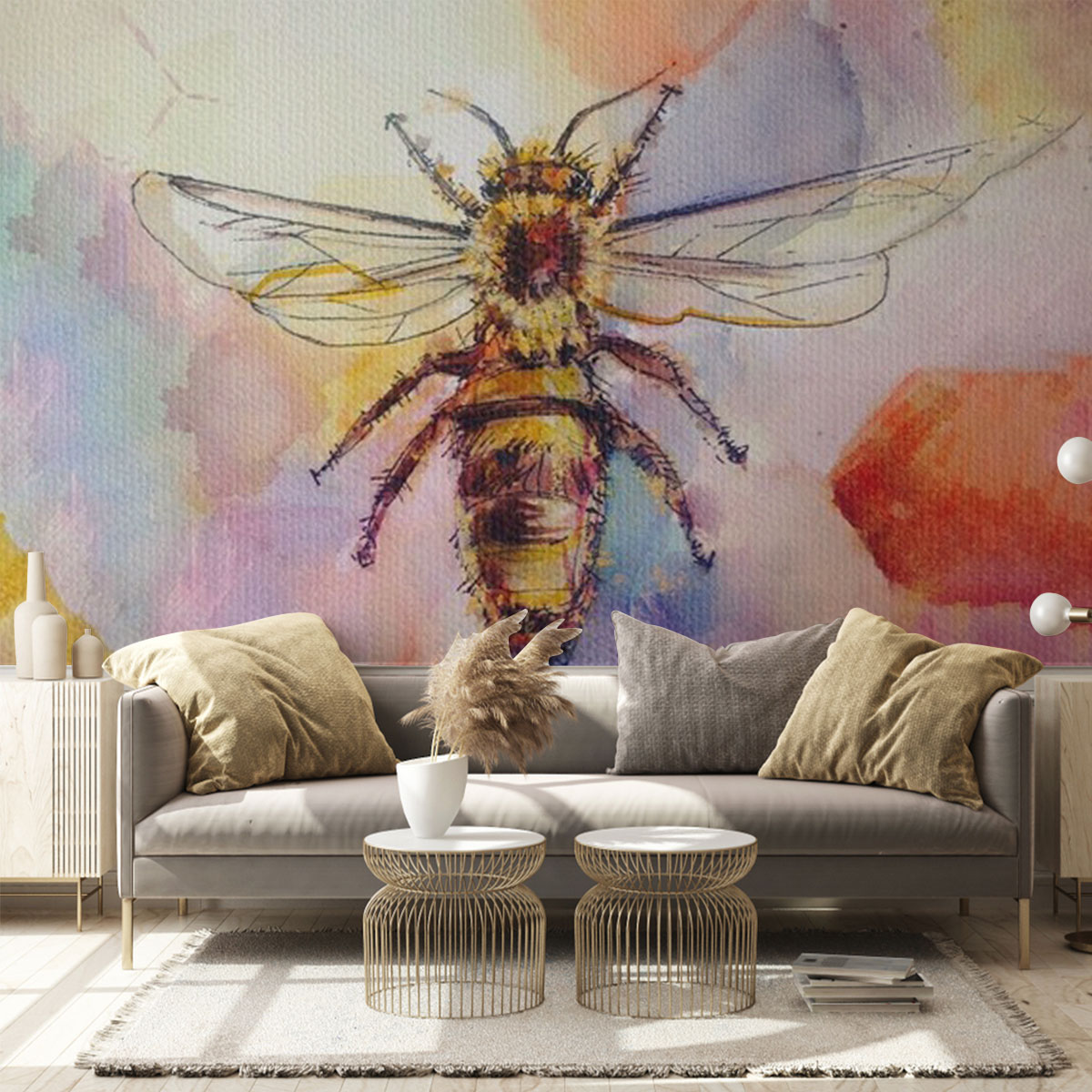 Colorful Bee Wall Mural