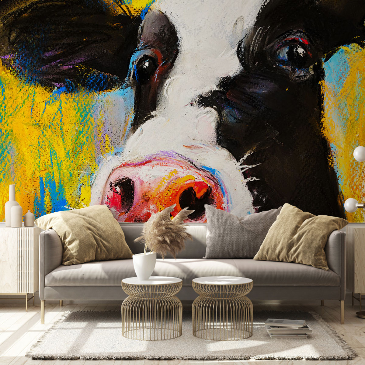 Colorful Cow Wall Mural