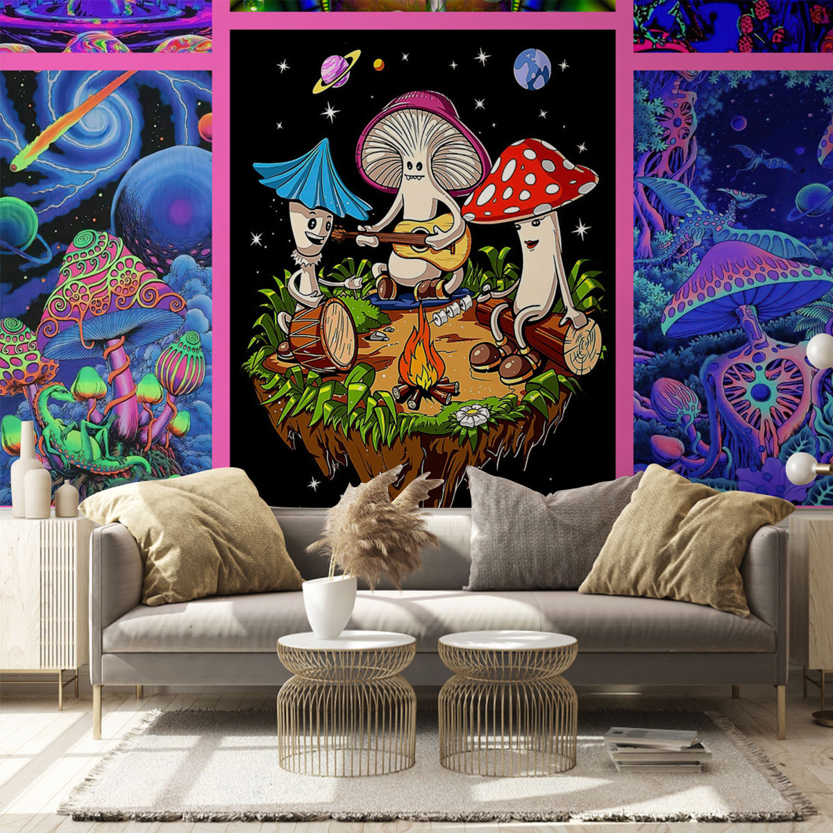Colorful Hippie Mushroom Wall Mural