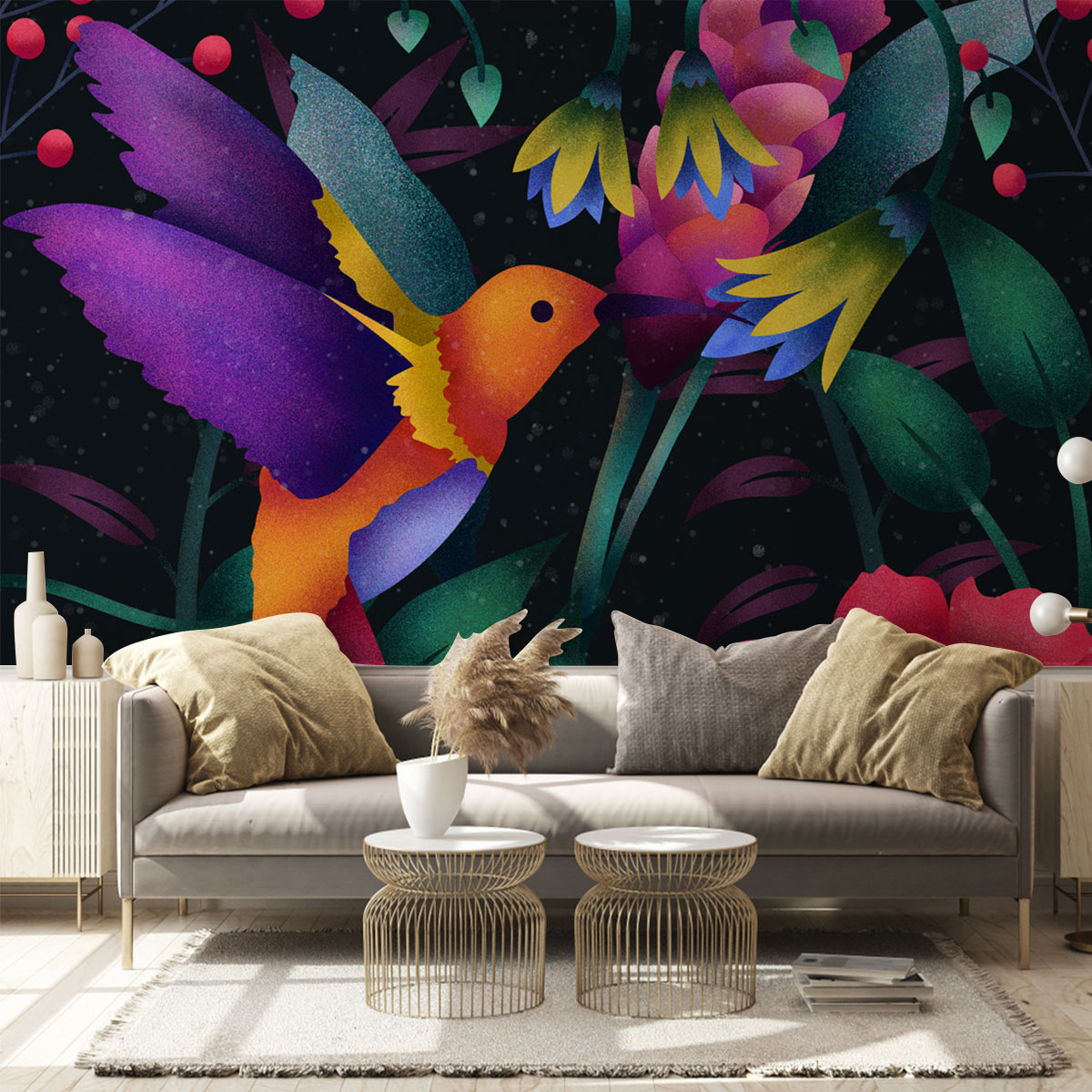 Colorful Humming Bird Wall Mural