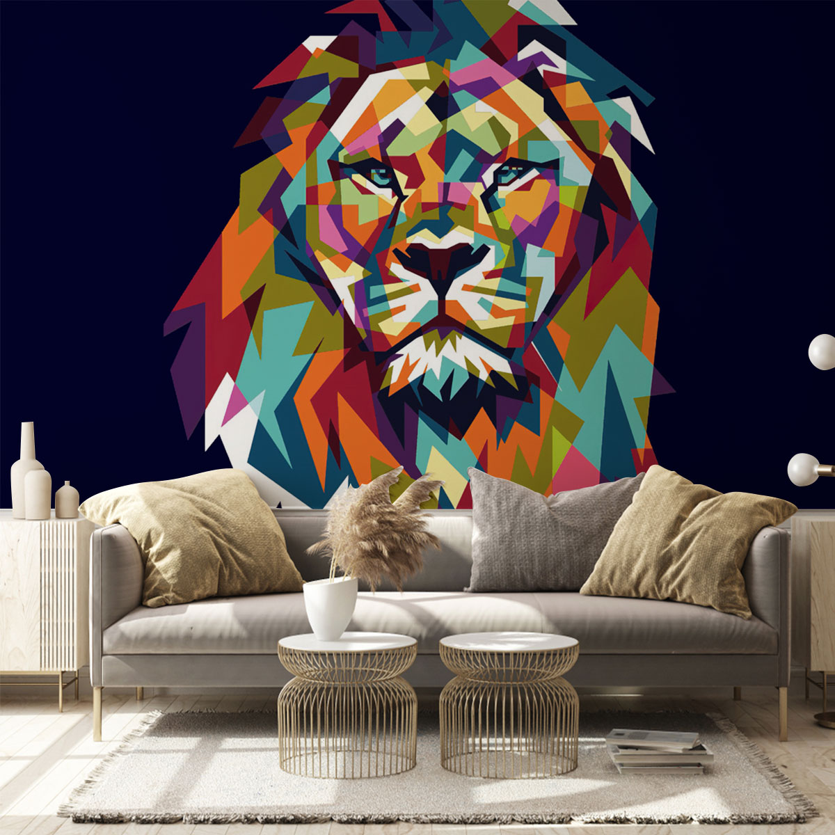 Colorful Lion Wall Mural