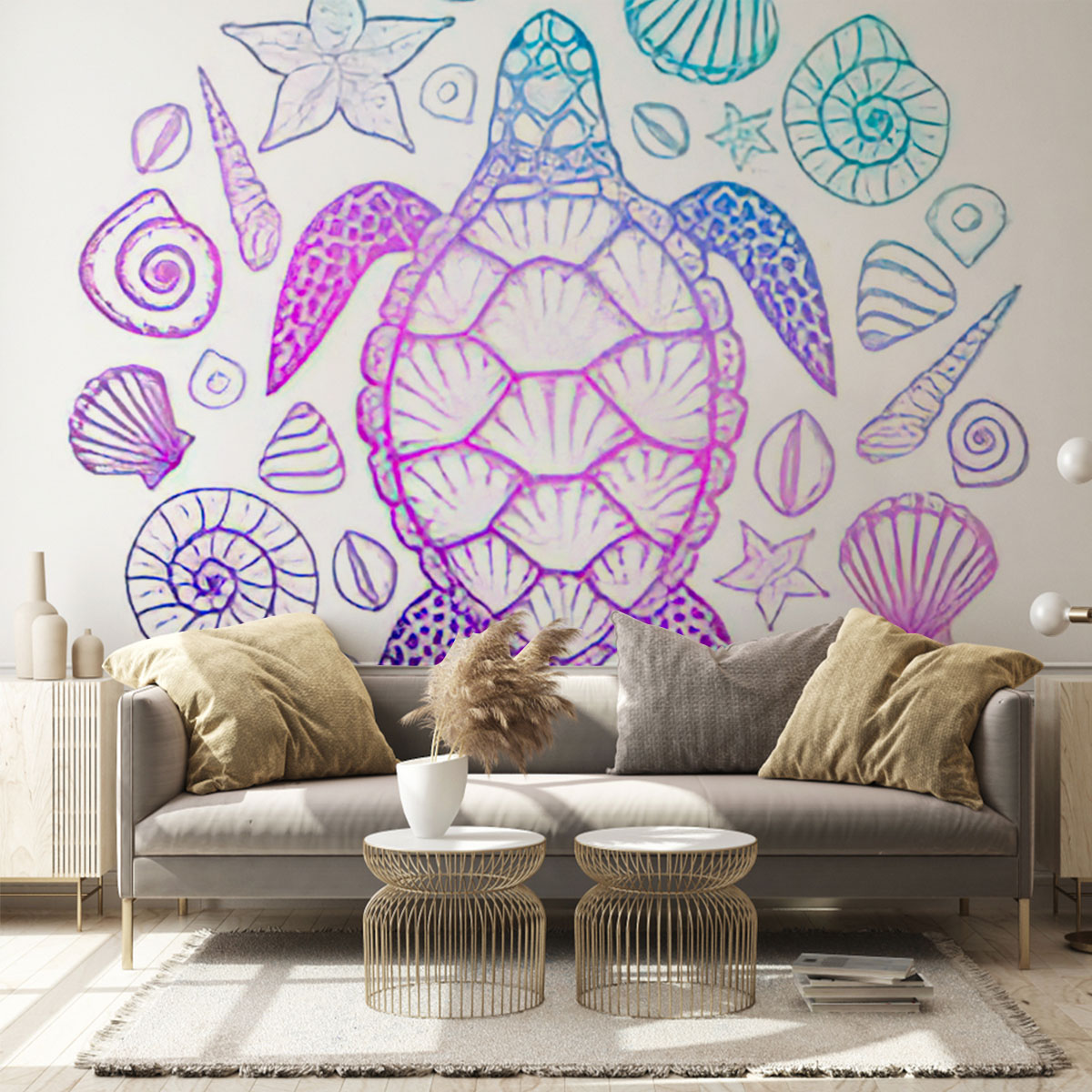 Colorful Marine Turtle Wall Mural