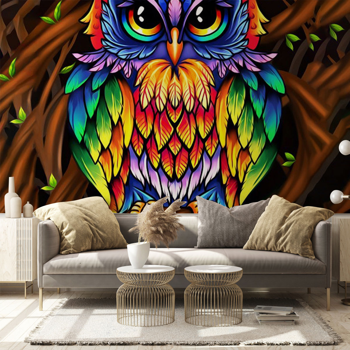 Colorful Owl Wall Mural