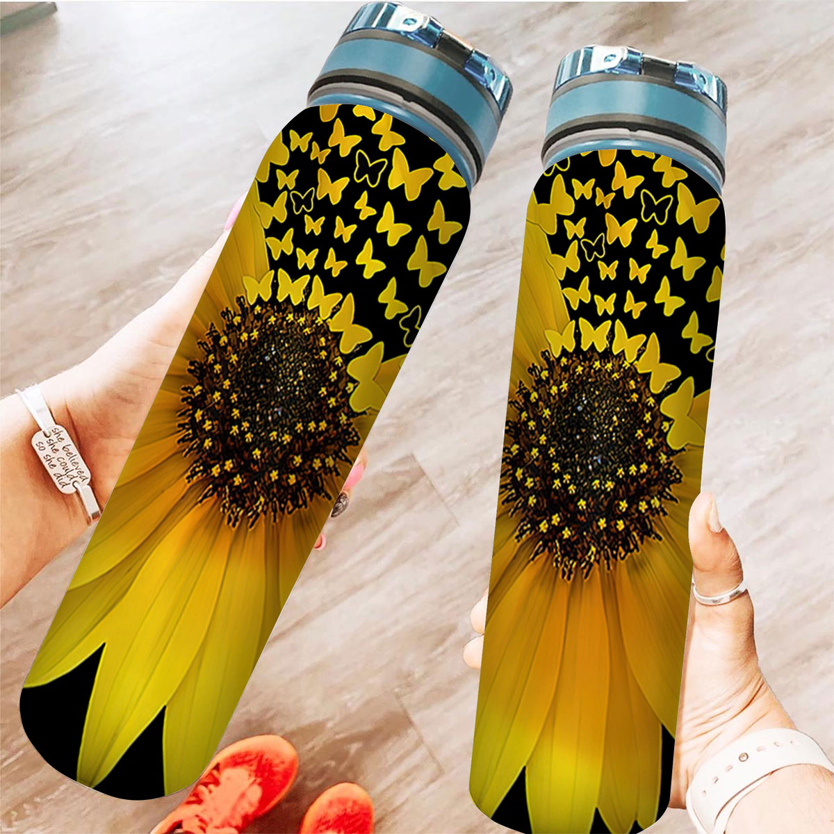 Butterfy And Nature Sunflower Tracker Bottle