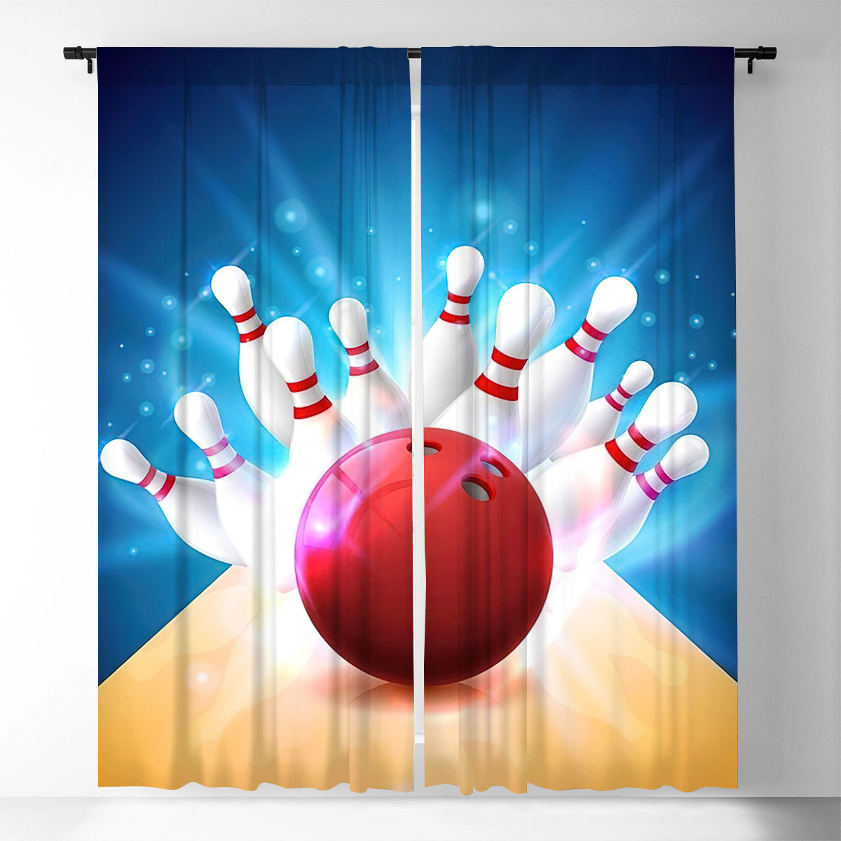 Bowling Strike Window Curtain