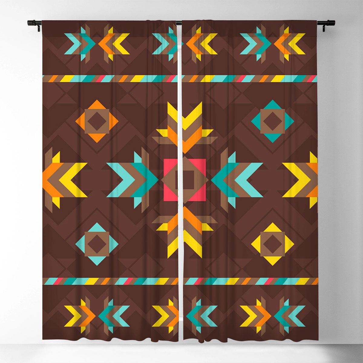 Brown Native American Window Curtain