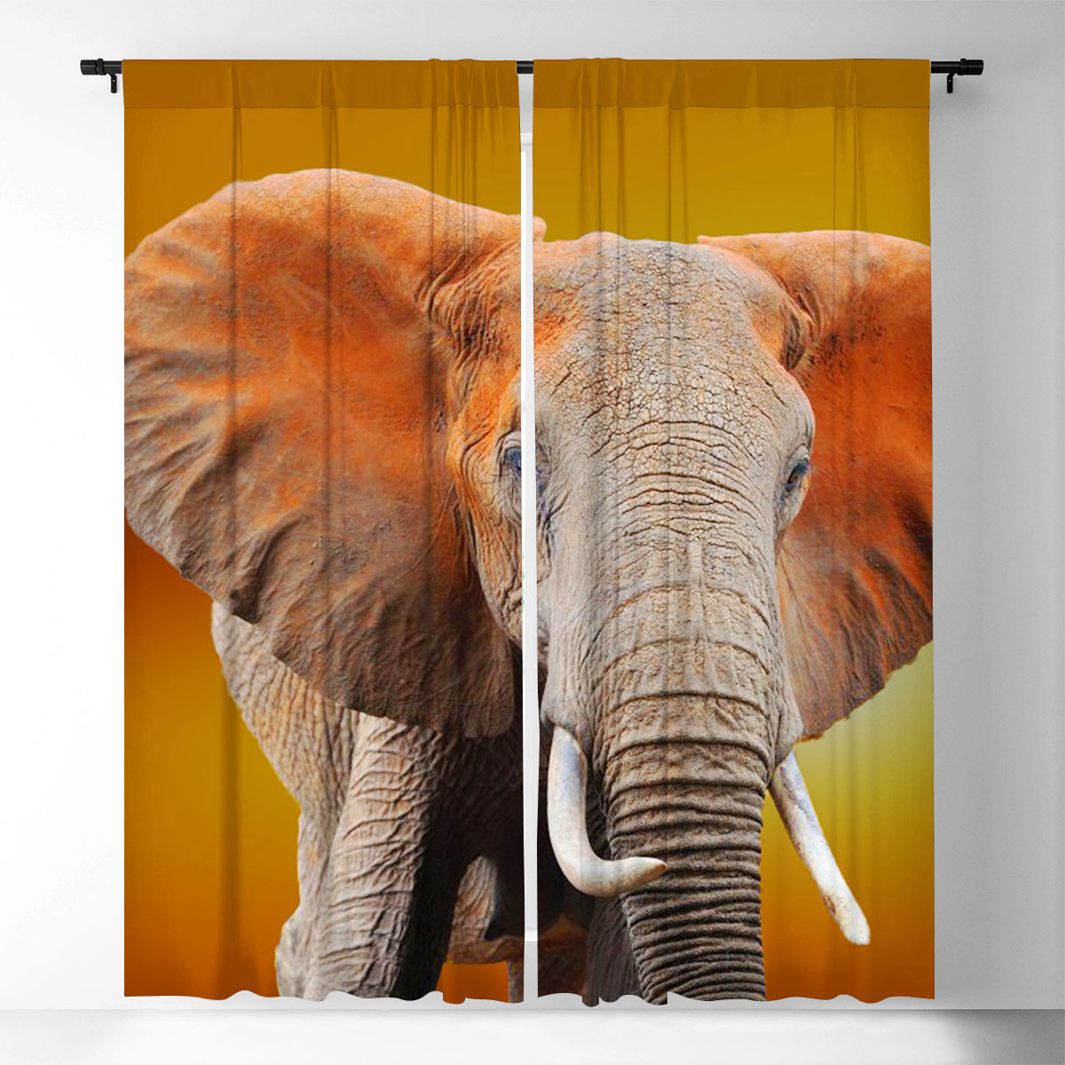 Brown Wild Elephant Window Curtain