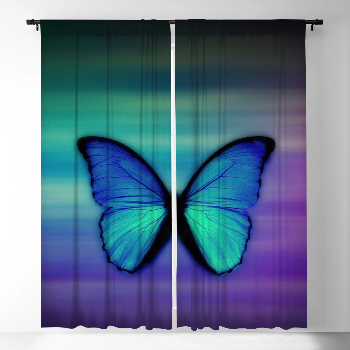 Butterfly At Night Window Curtain