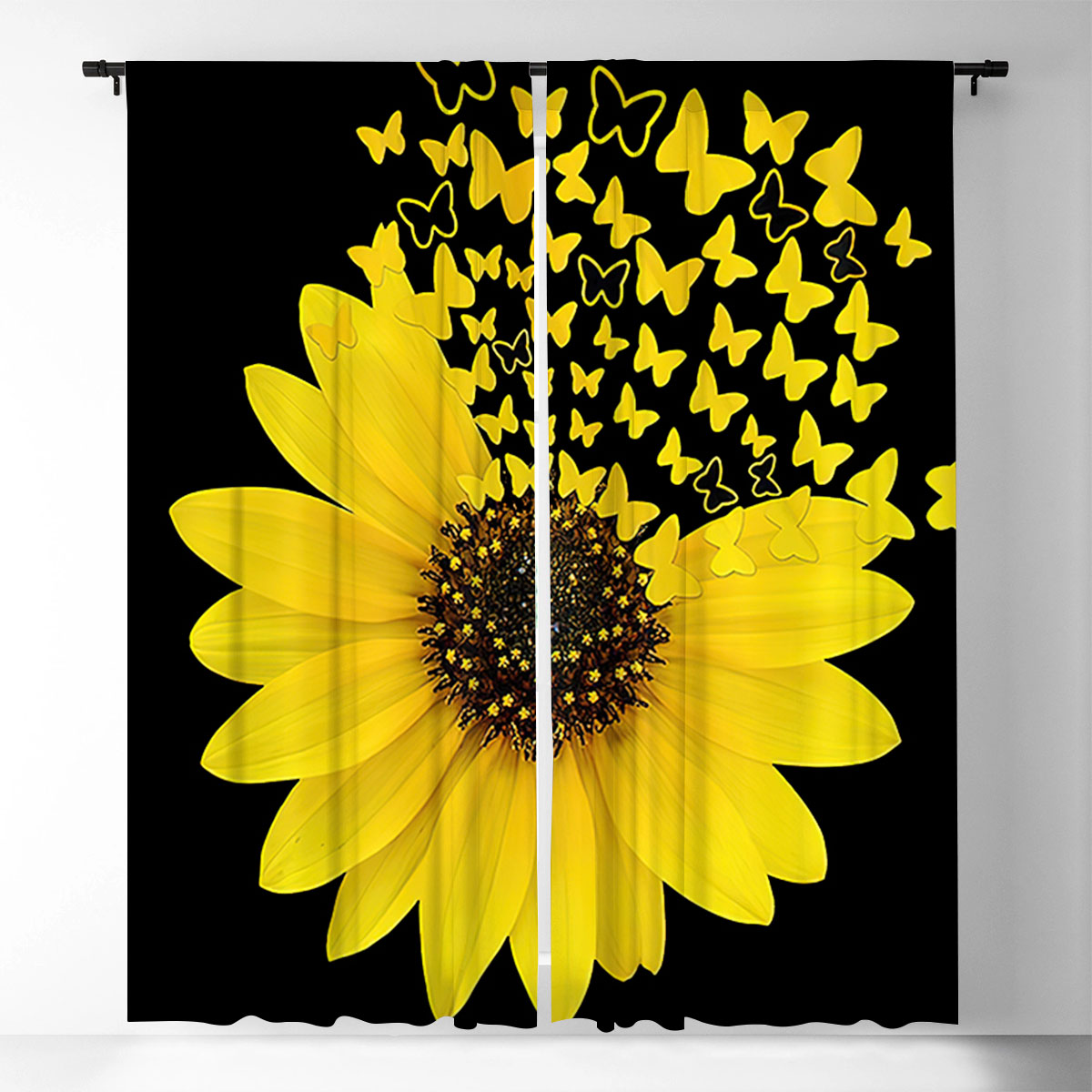 Butterfy And Nature Sunflower Window Curtain