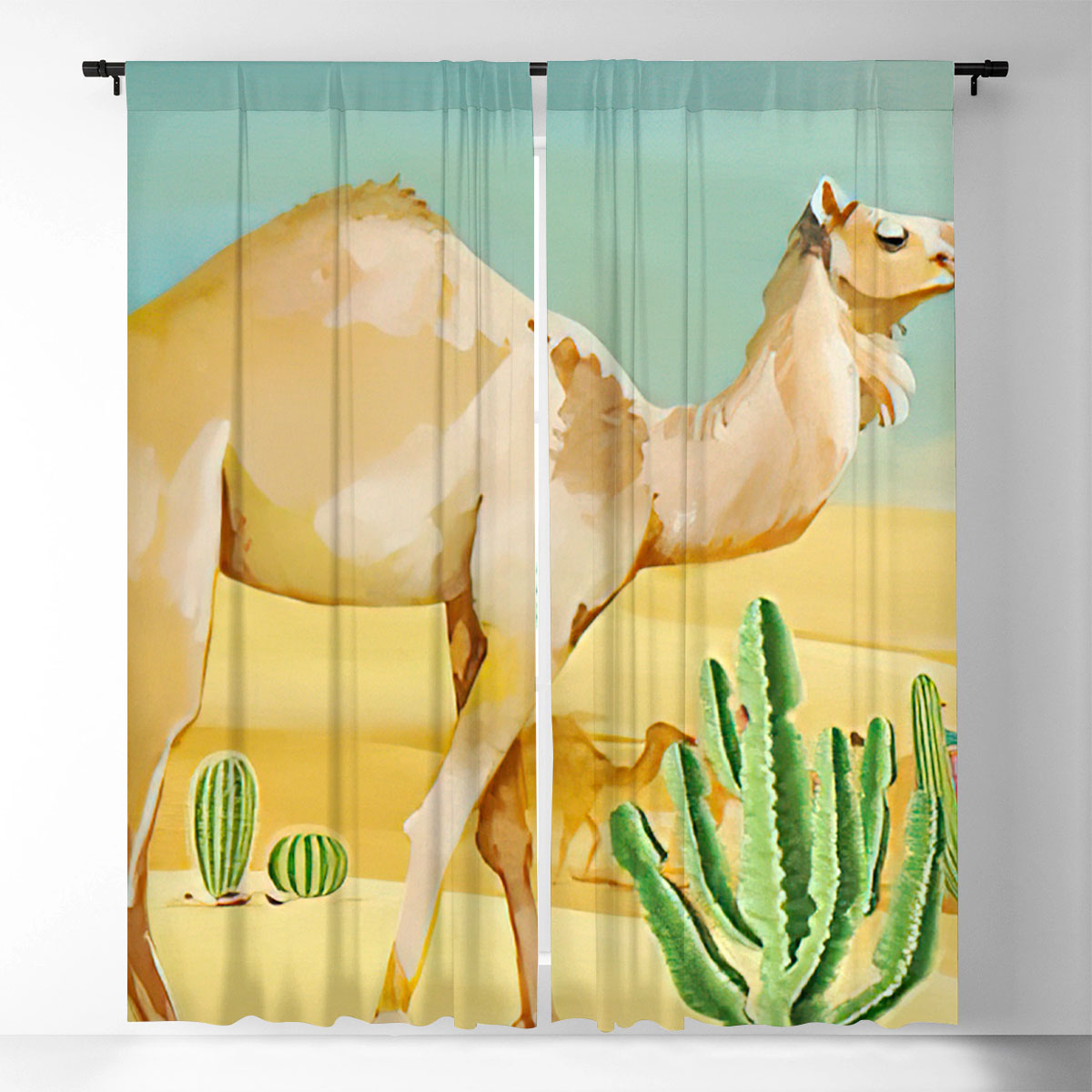 Cactus Camel Desert Window Curtain
