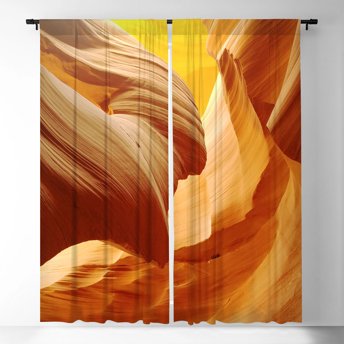 Canyon with Light Rays Landscape Window Curtain