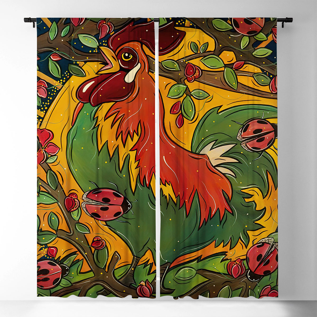 Chicken And Trees Window Curtain