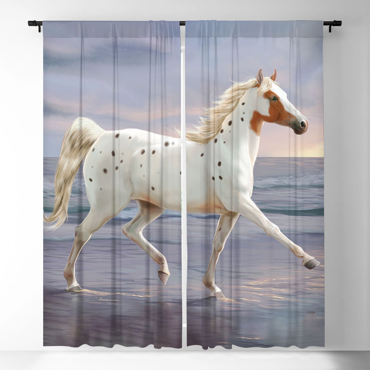 Classic White Horse Window Curtain