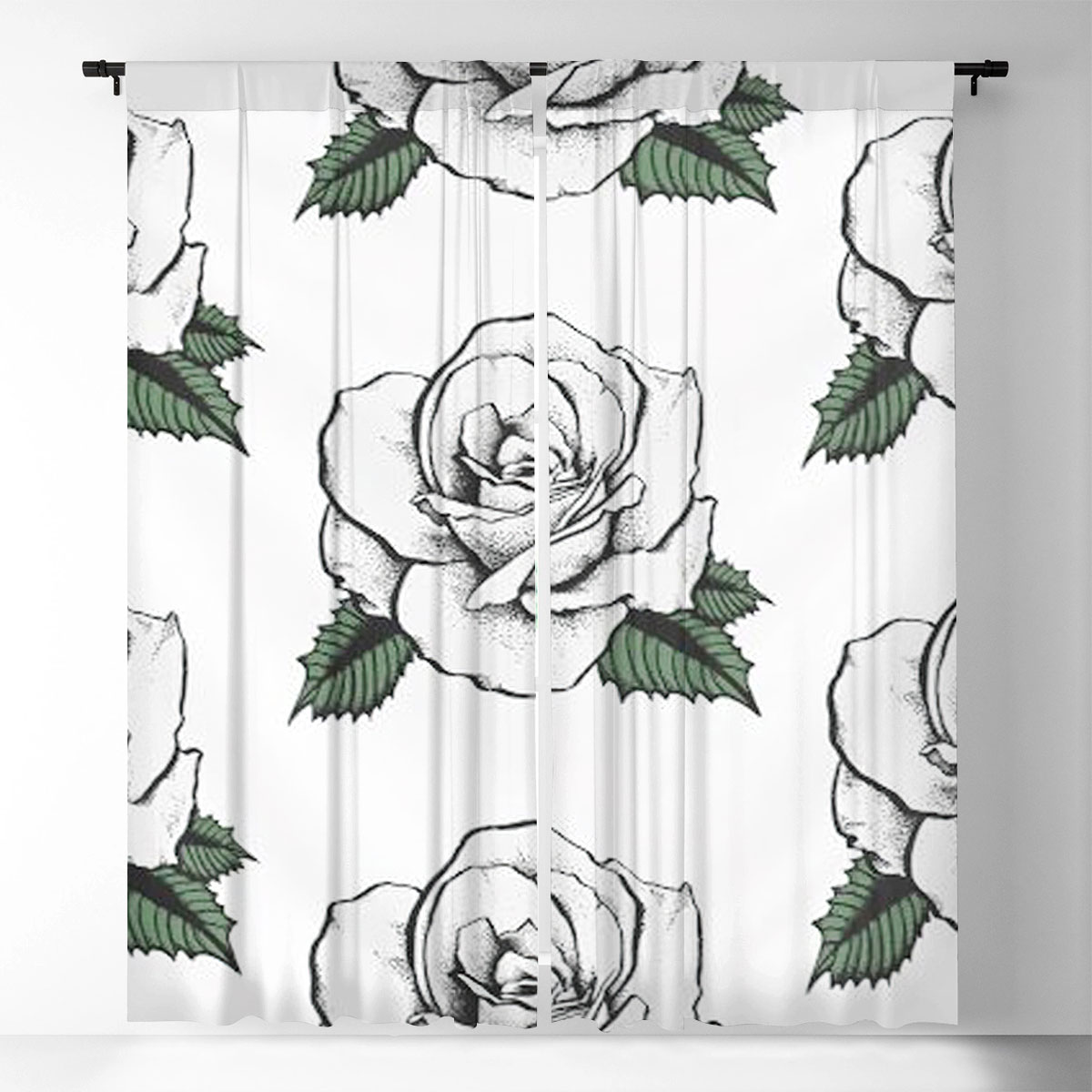 Classic White Rose Window Curtain