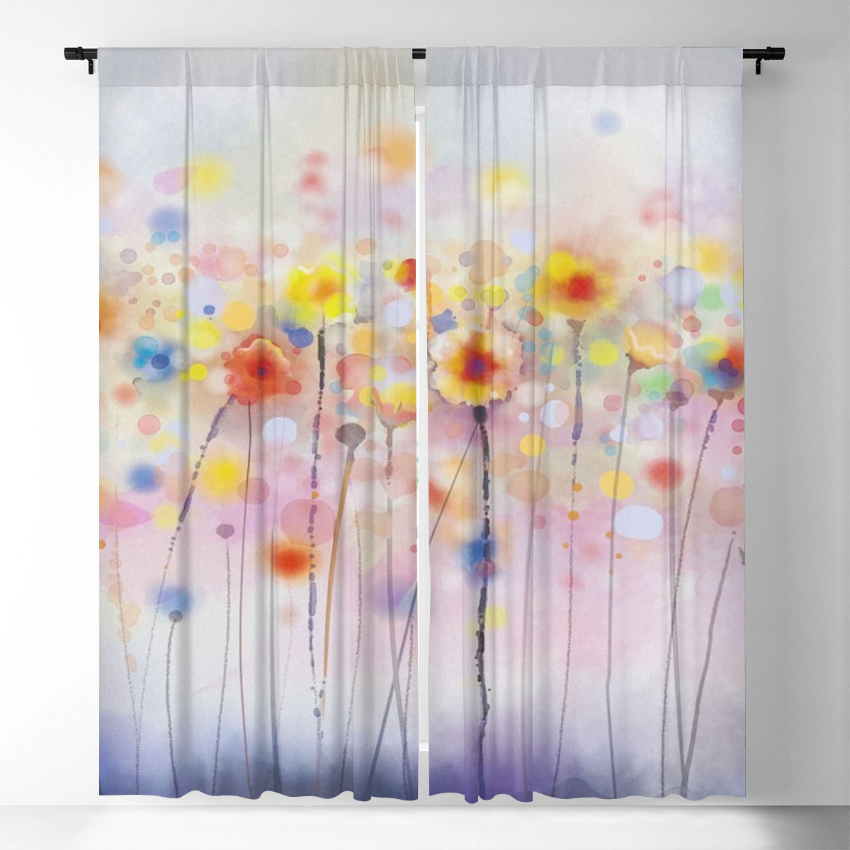 Color Dreamy Flower Window Curtain