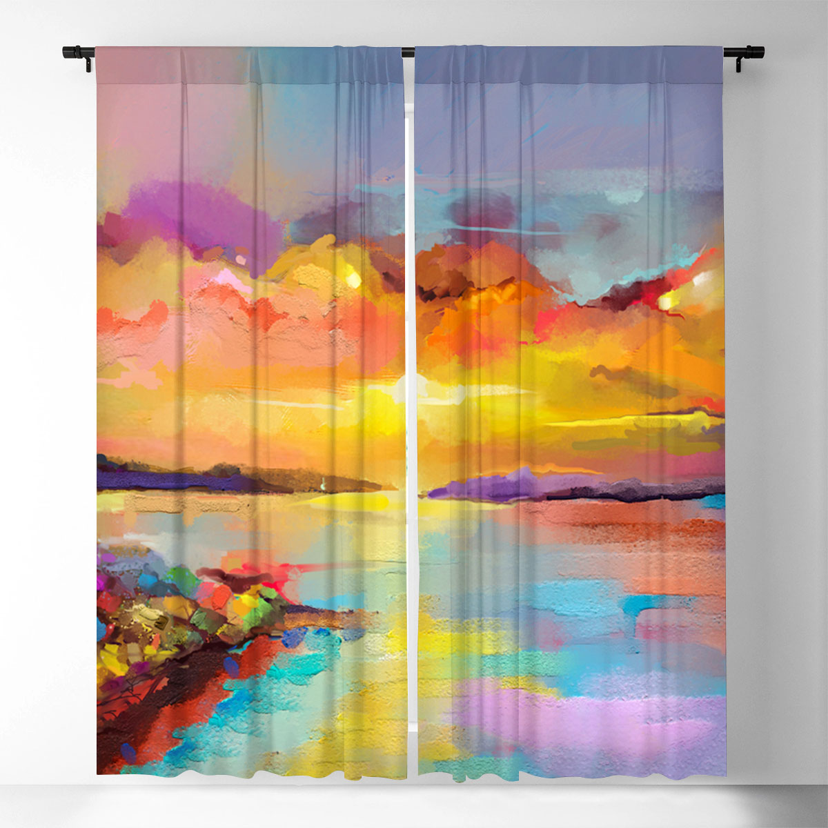Colorful Beach Window Curtain