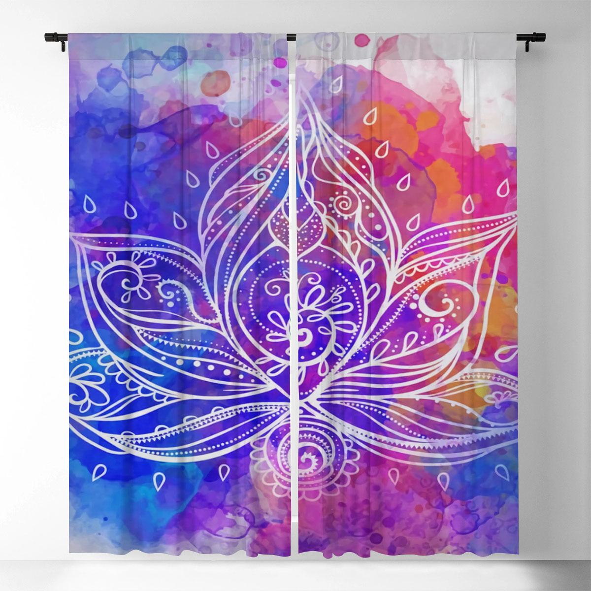 Colorful Boho Lotus Window Curtain