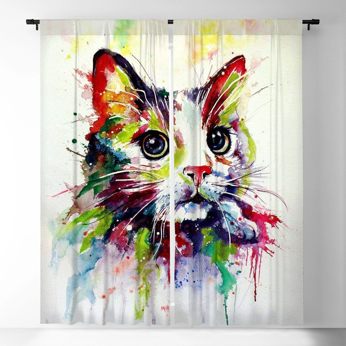 Colorful Cat Window Curtain
