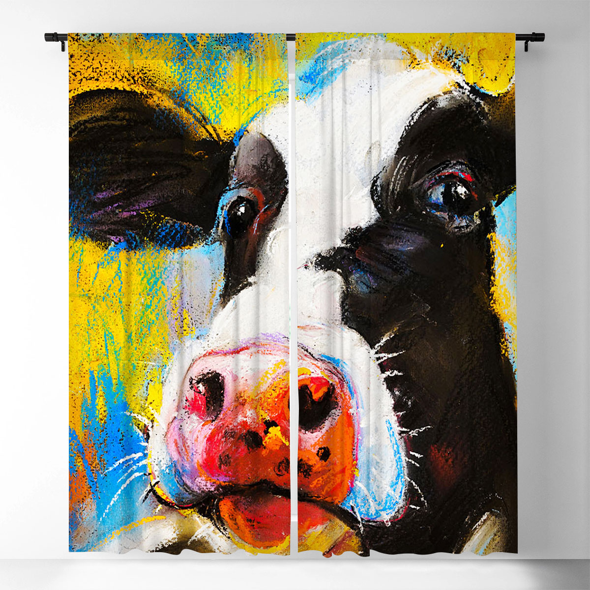 Colorful Cow Window Curtain