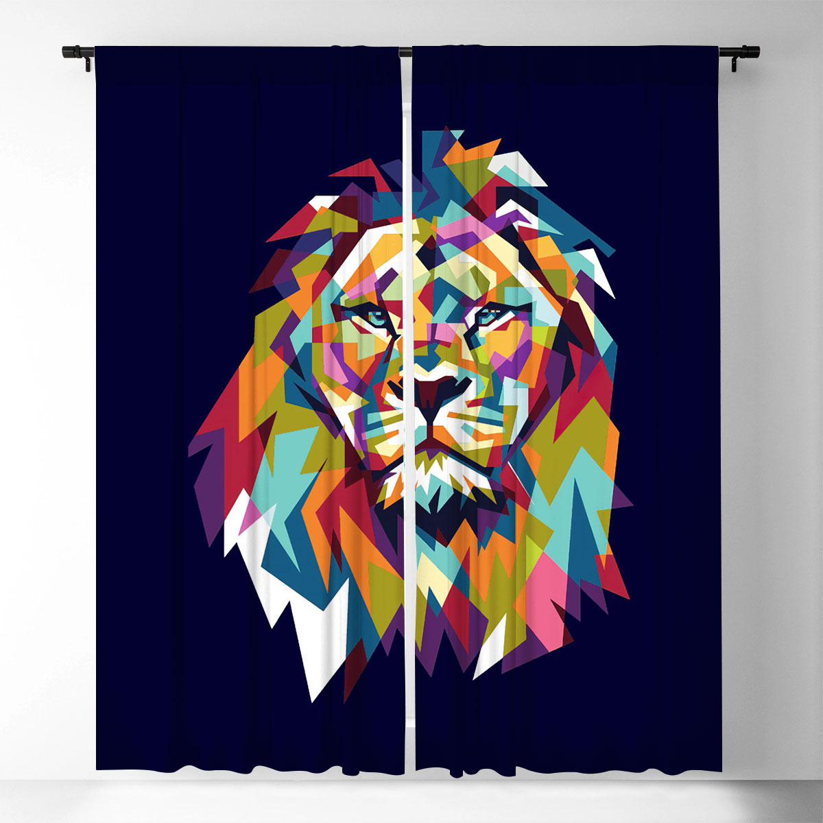 Colorful Lion Window Curtain