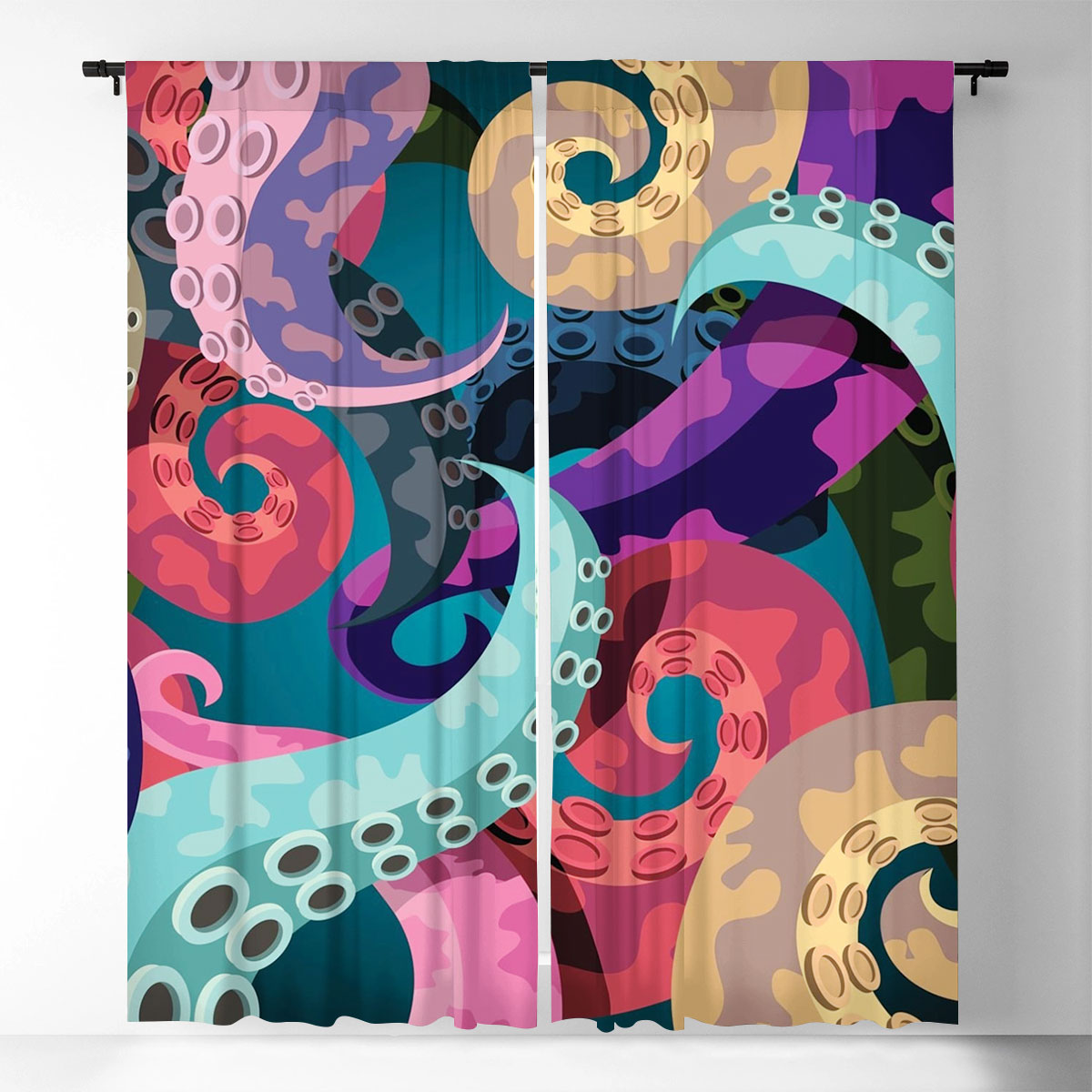 Colorful Octopus Window Curtain