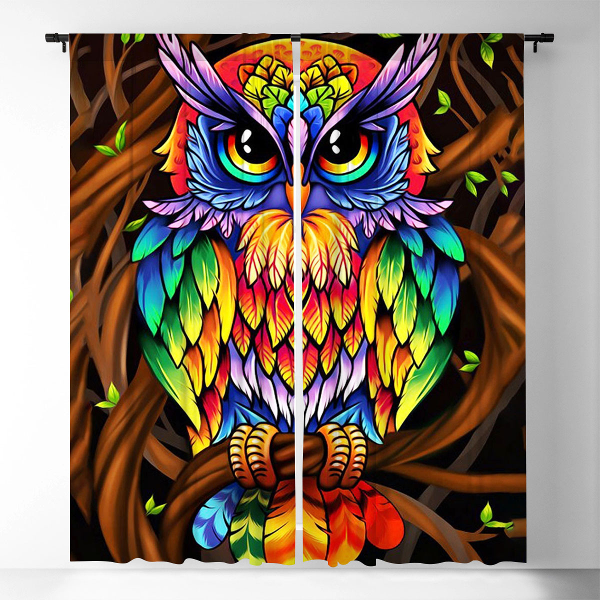 Colorful Owl Window Curtain