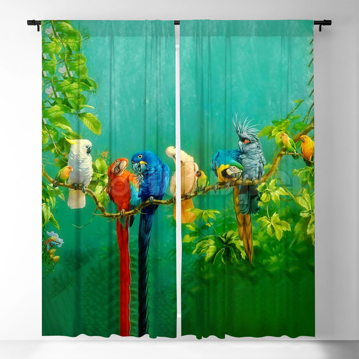 Colorful Parrot Bird Window Curtain