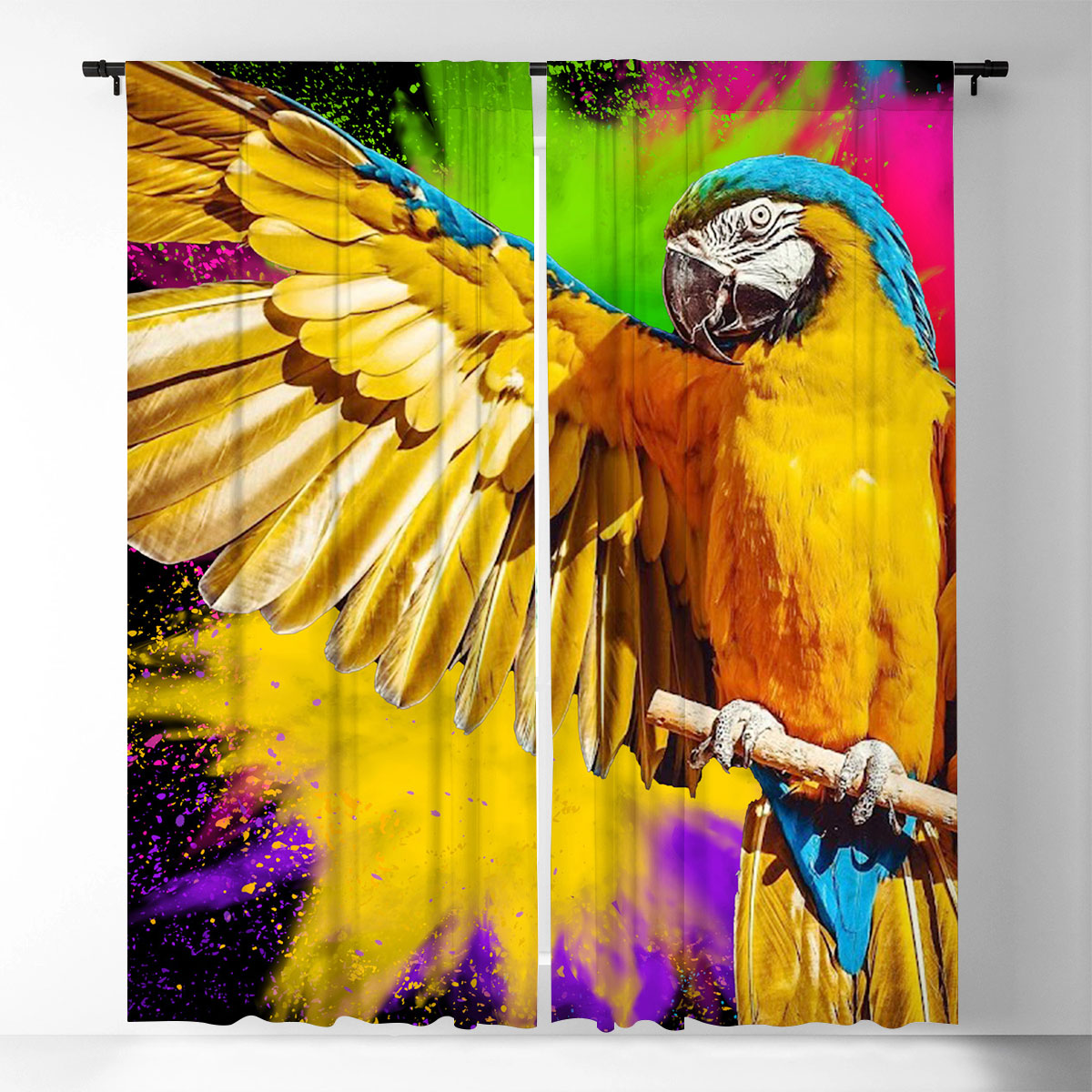 Colorful Parrot Window Curtain