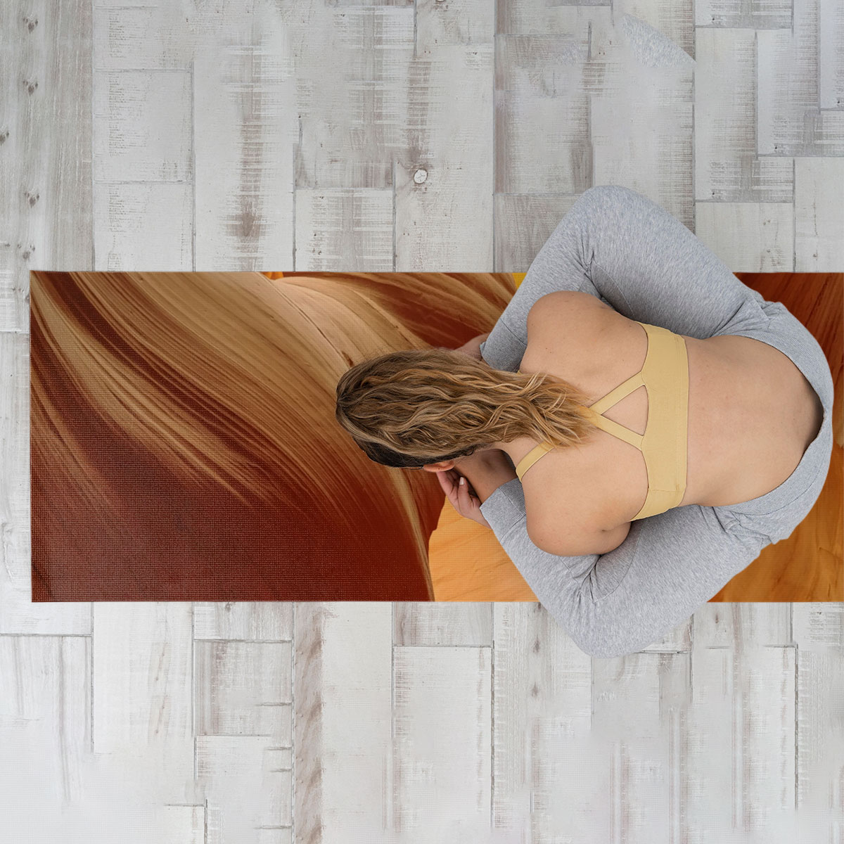 Canyon with Light Rays Landscape Yoga Mat